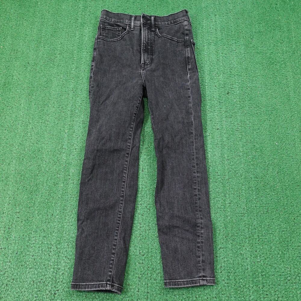 Express Jeans Womens 00S Black Washed Slim Ankle Super High Rise Stretch Denim‎